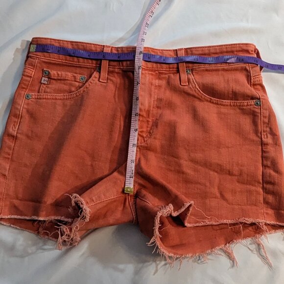 AG Adriano Goldschmied Denim Size 27R Burnt Orange Frayed Hem Shorts - Picture 9 of 12